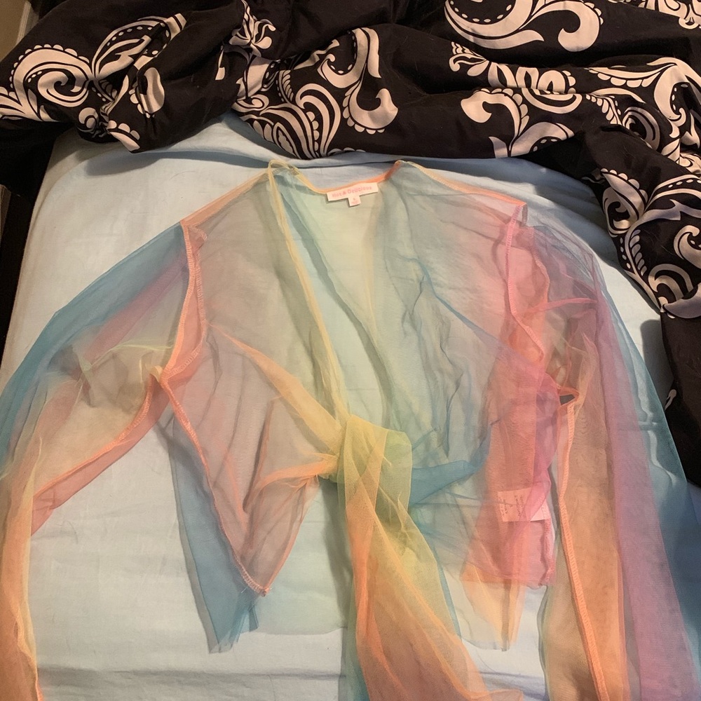Mesh rainbow festival/rave top